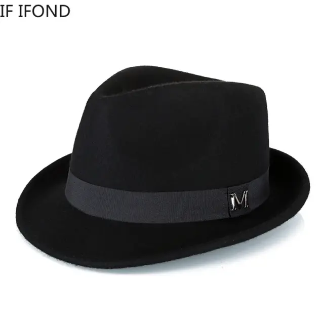 Men's Wool Fedora Hat Winter Warm Classic Homburg