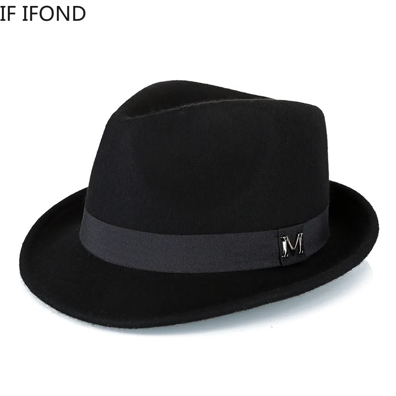 Men's Wool Fedora Hat Winter Warm Classic Homburg