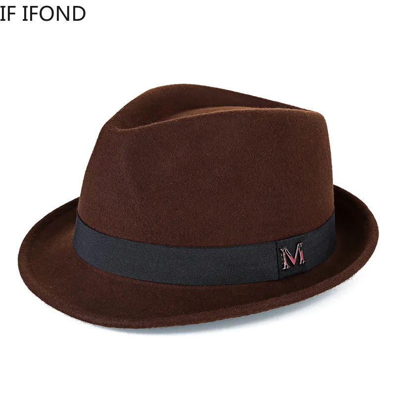 Men's Wool Fedora Hat Winter Warm Classic Homburg