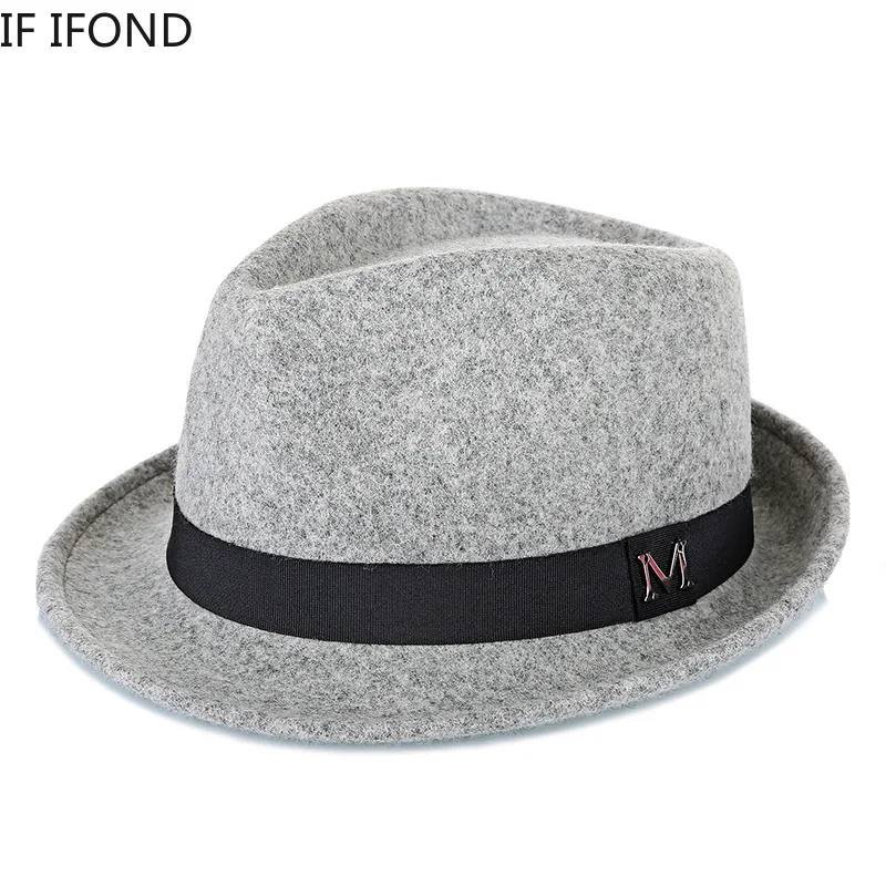 Men's Wool Fedora Hat Winter Warm Classic Homburg
