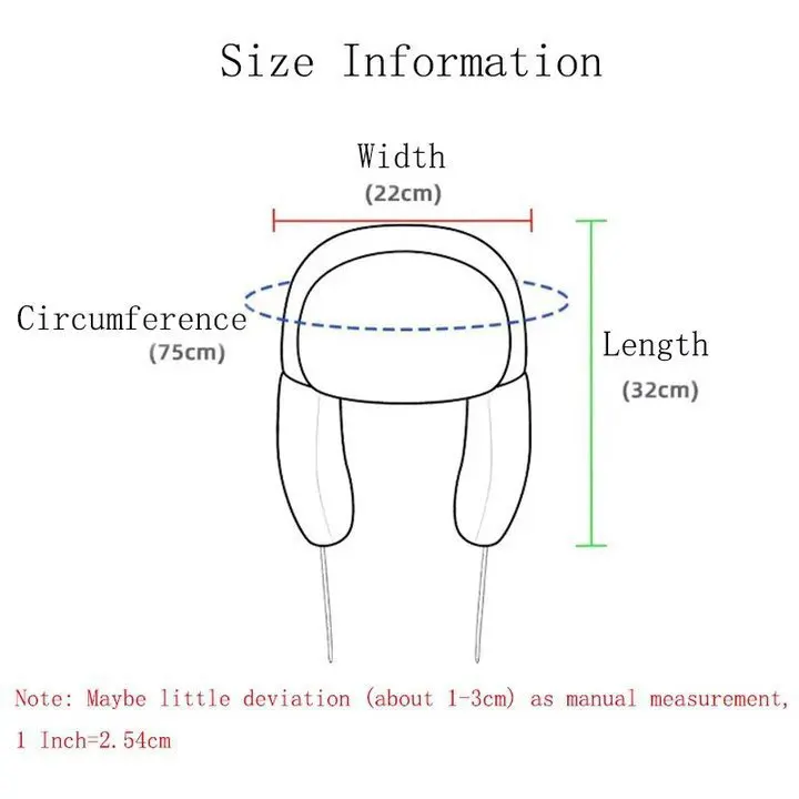 Cartoon Winter Bomber Hat - Size Information