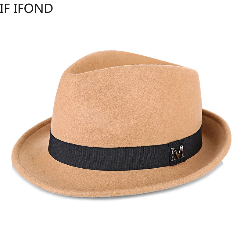 Men's Wool Fedora Hat Winter Warm Classic Homburg