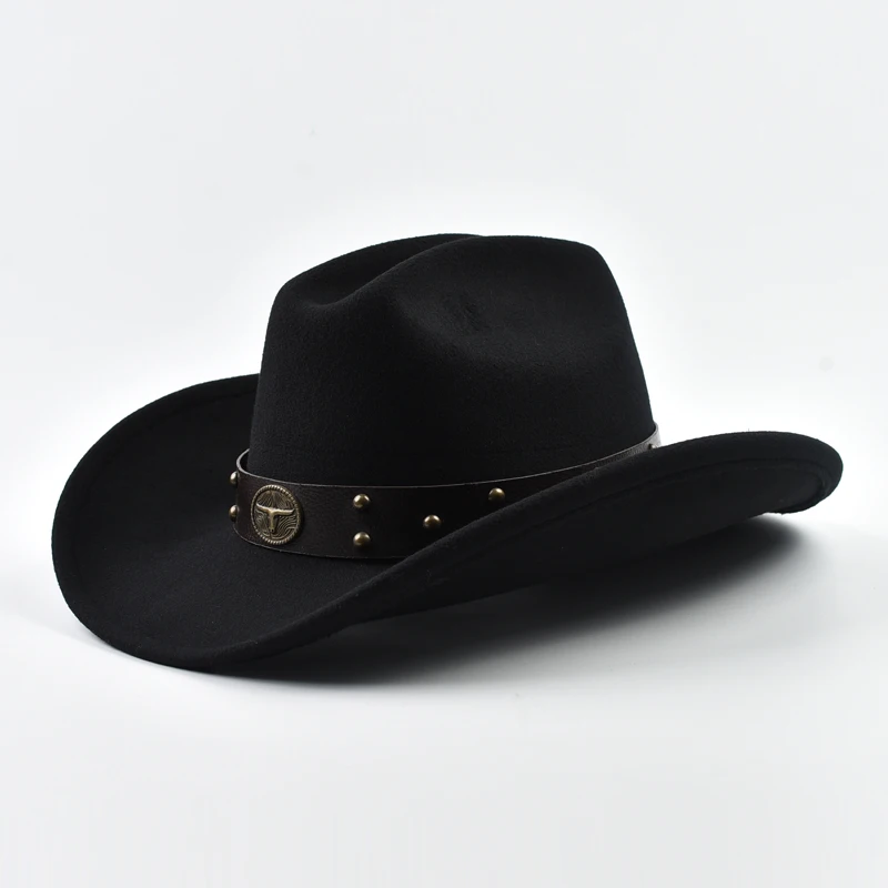Men Women Vintage Big-edge Western Cowboy Hat Gentleman Cowgirl Jazz Hat Cloche Church Caps - AliExpress