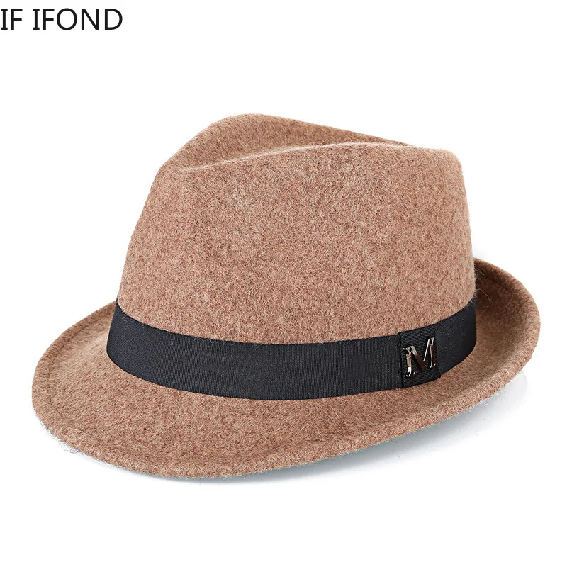 Men's Wool Fedora Hat Winter Warm Classic Homburg